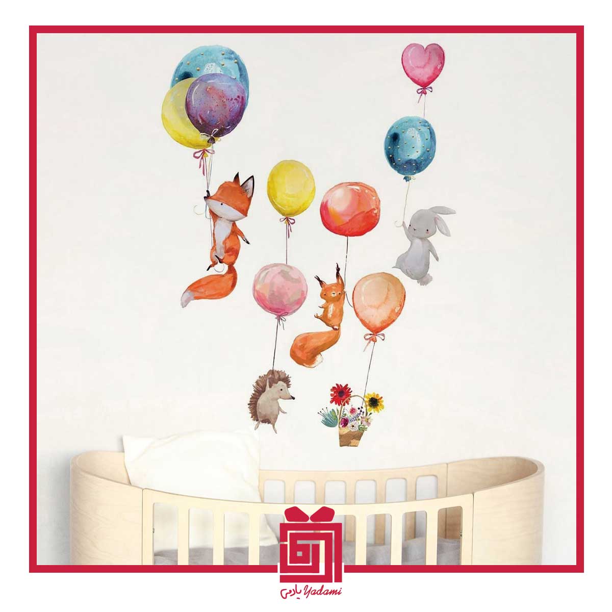 استیکر دیواری کودک طرح بادکنک و حیوانات B-642